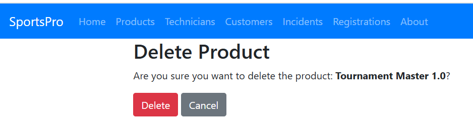 Delete Product Page