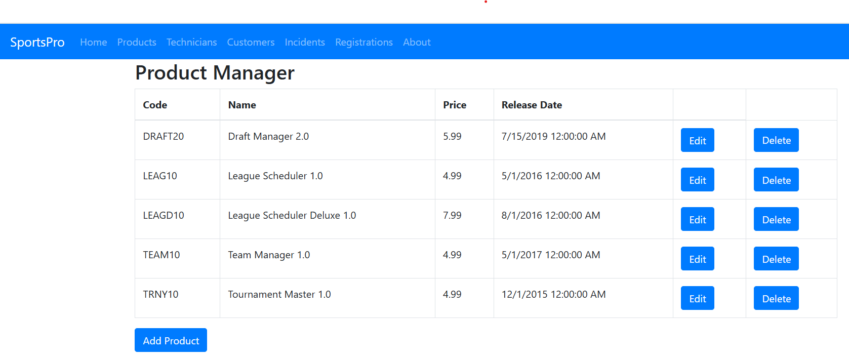 Product List Page